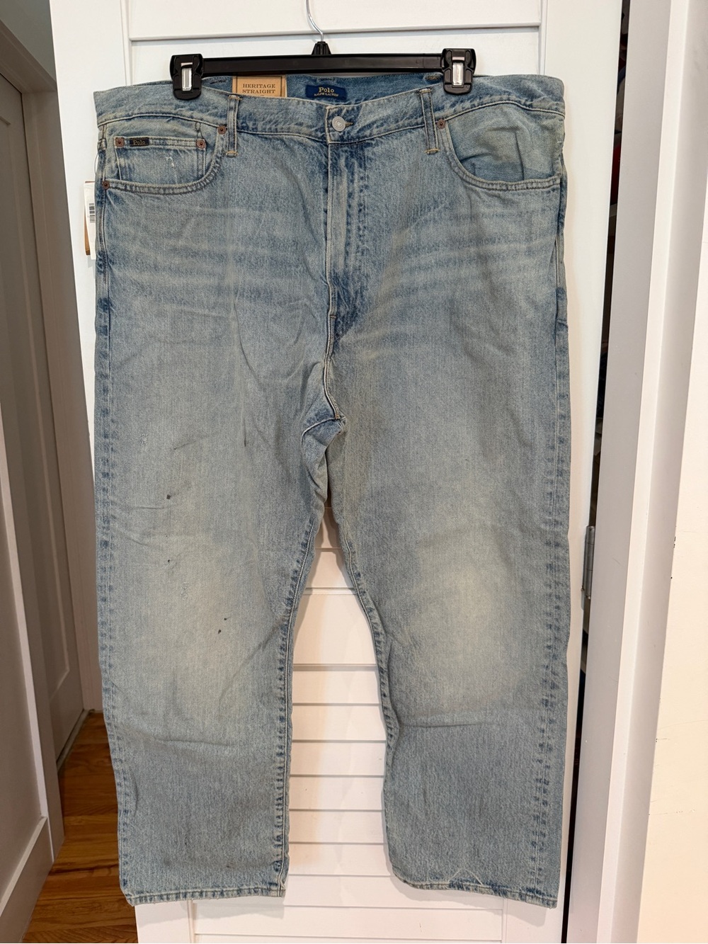 New Men’s Polo Ralph Lauren Heritage Straight Fit Jeans 42 X 32 Distressed Flaw